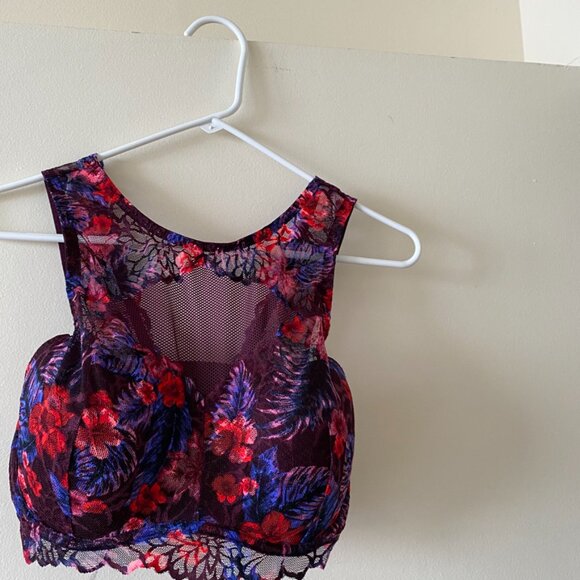 PINK Victoria's Secret Burgundy High Neck Floral Push-Up Bralette - Picture 10 of 12